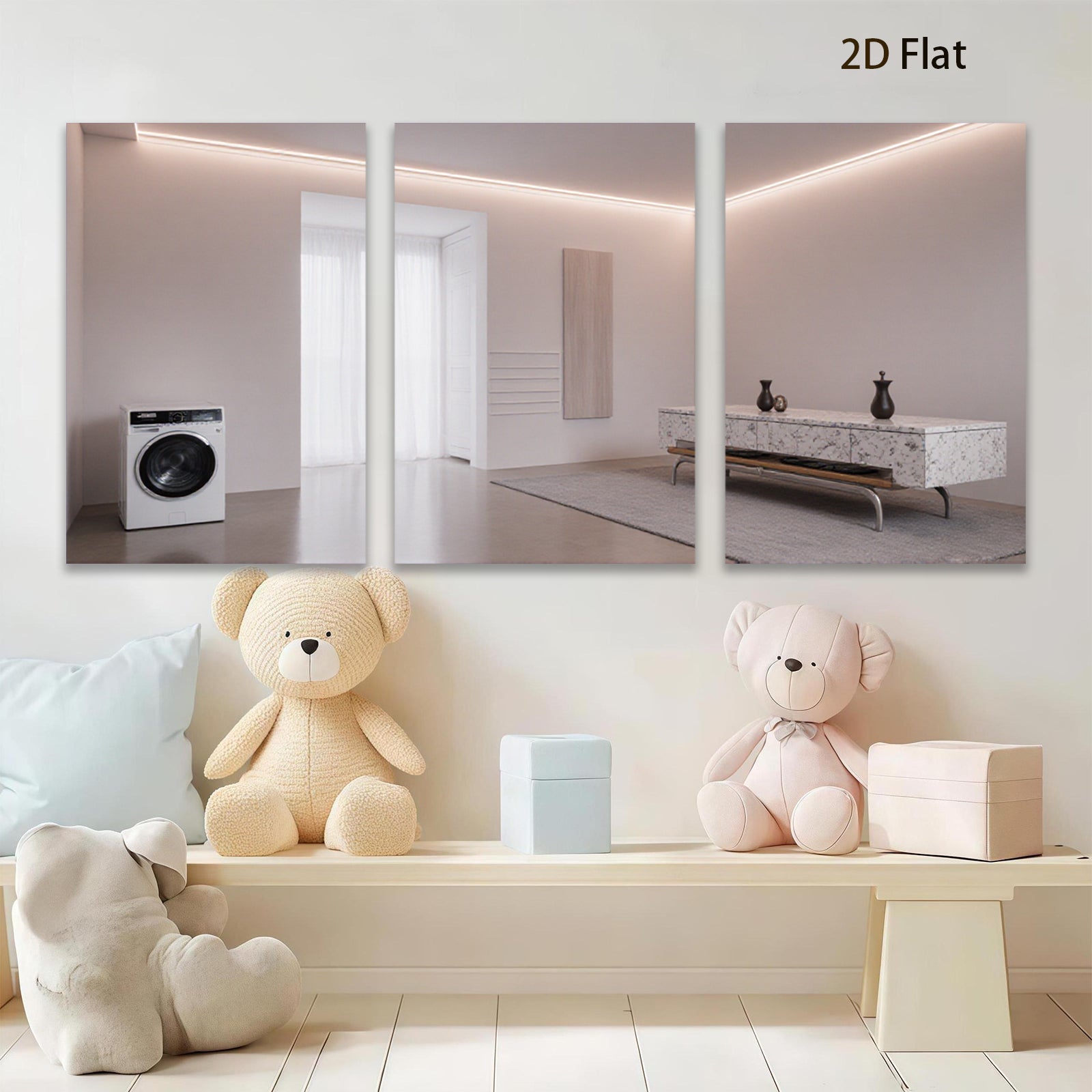 2D flat 1pc Modern Living Room Washroom Wall Art Decor Minimalist Chic Farmhouse Style Gallery Wrapped Canvas Prints for Bedroom Office Hotel Cozy Home