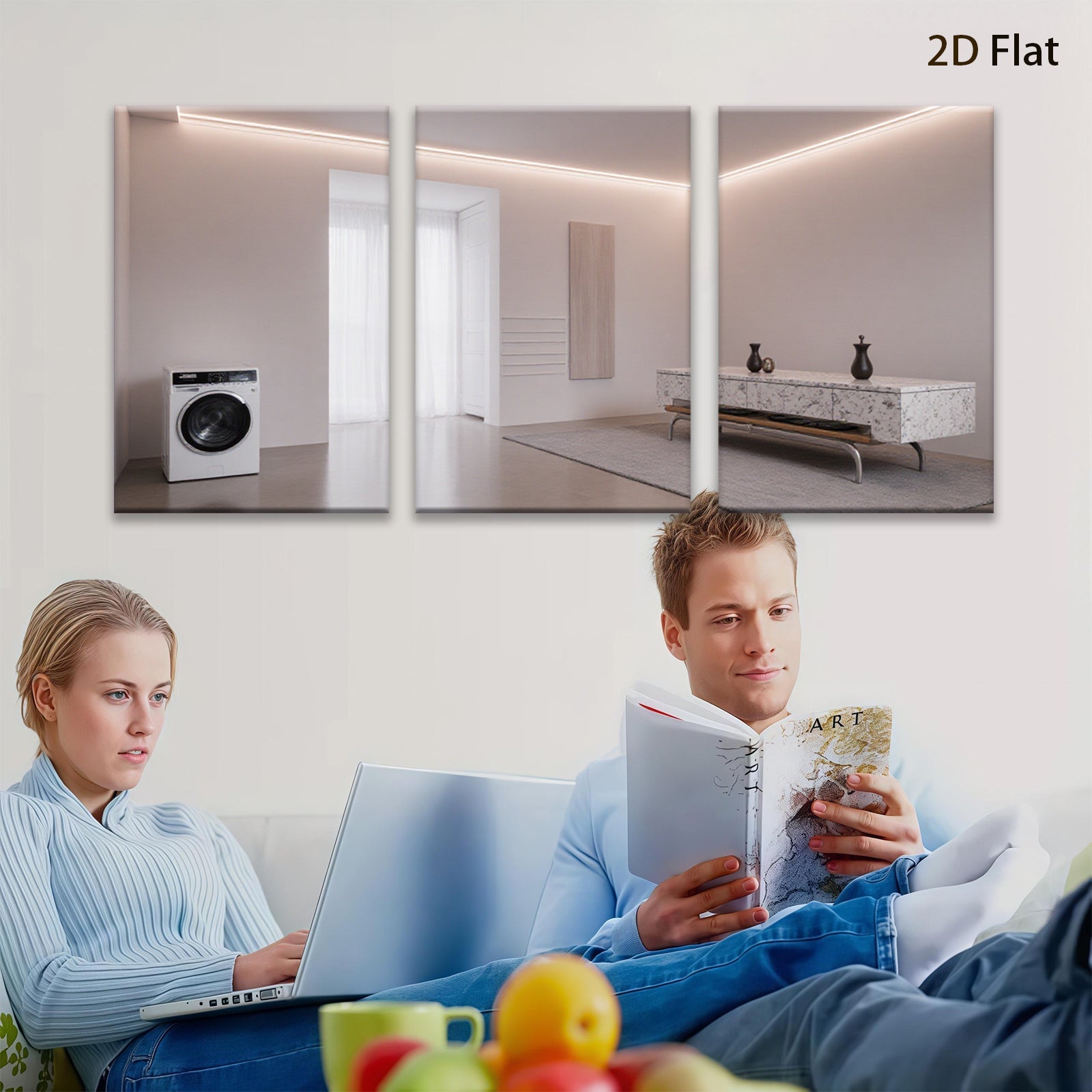 2D flat 1pc Modern Living Room Washroom Wall Art Decor Minimalist Chic Farmhouse Style Gallery Wrapped Canvas Prints for Bedroom Office Hotel Cozy Home