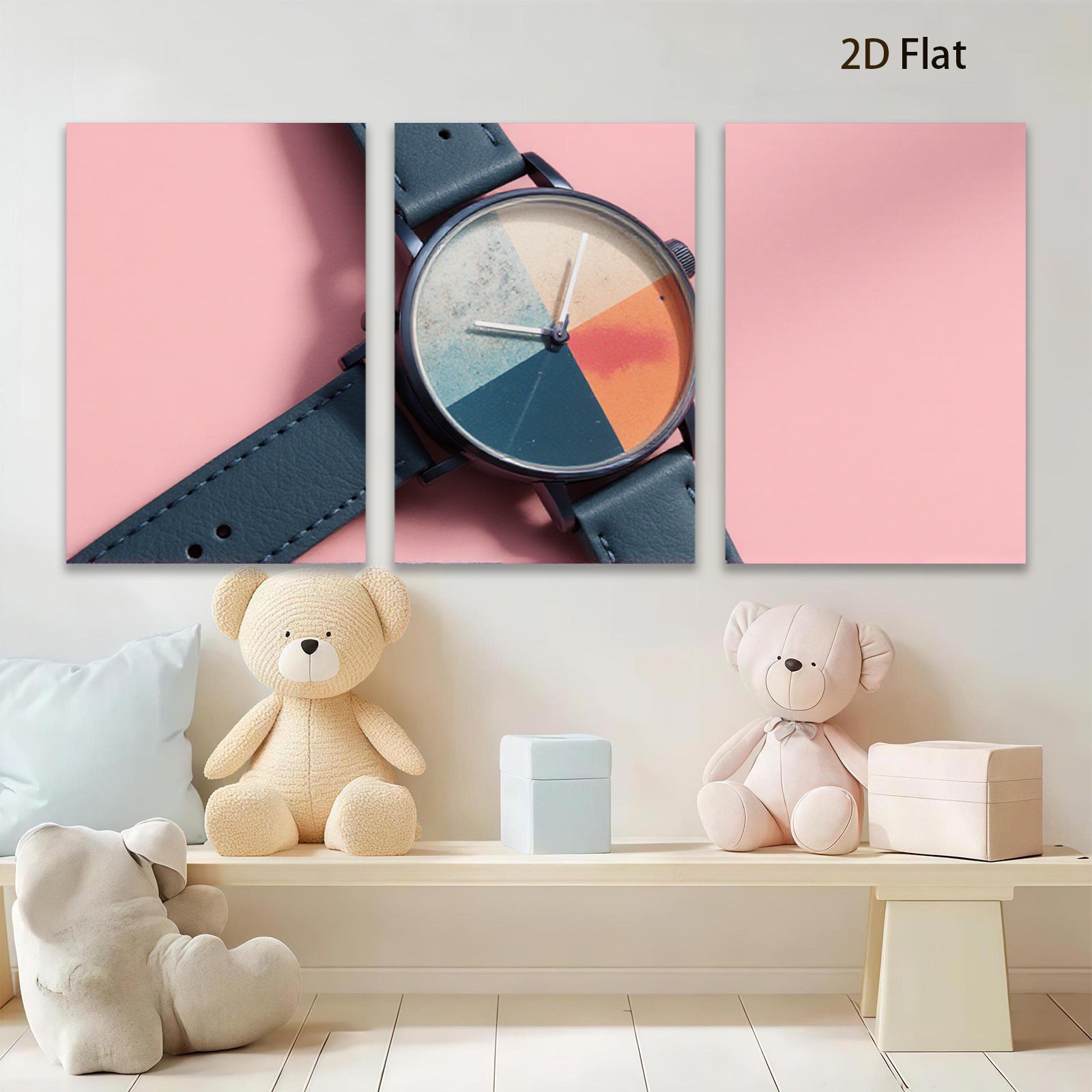 2D flat 1pc Modern Minimalist Watch Teal Leather Band Timepiece Living Room Wall Decor Farmhouse Style Bedroom Art Gallery Wrapped Canvas Print