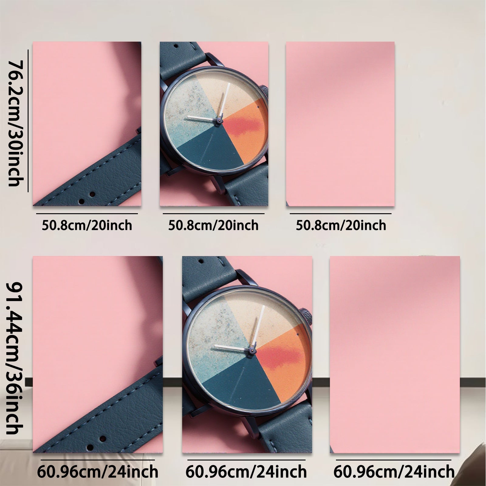 2D flat 1pc Modern Minimalist Watch Teal Leather Band Timepiece Living Room Wall Decor Farmhouse Style Bedroom Art Gallery Wrapped Canvas Print