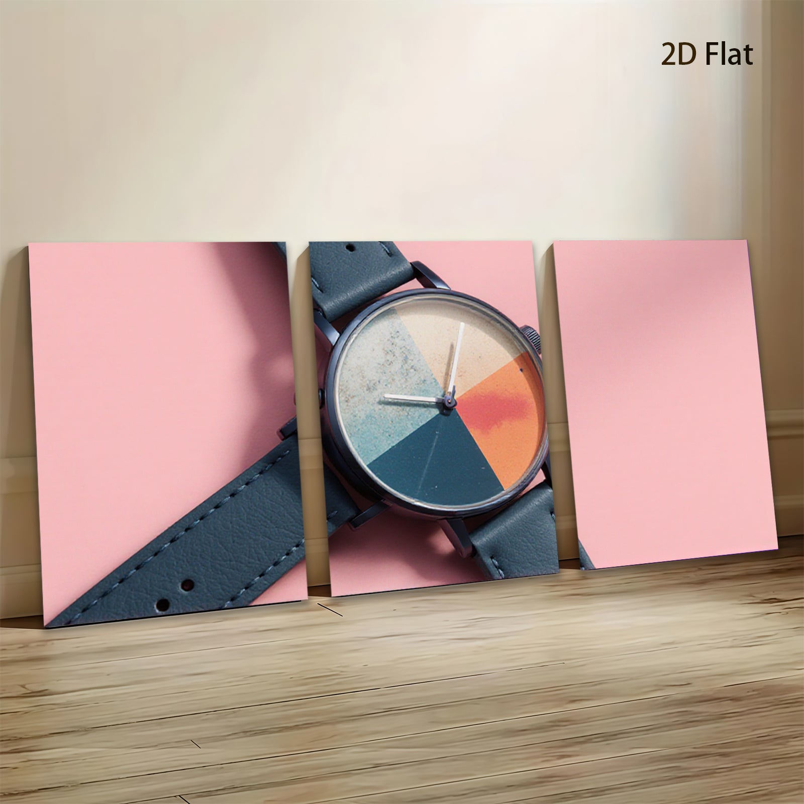 2D flat 1pc Modern Minimalist Watch Teal Leather Band Timepiece Living Room Wall Decor Farmhouse Style Bedroom Art Gallery Wrapped Canvas Print