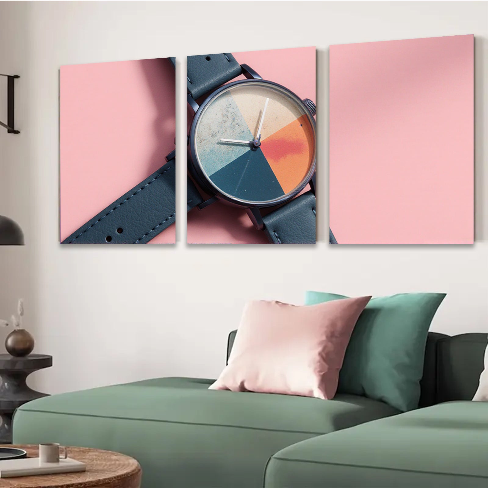 2D flat 1pc Modern Minimalist Watch Teal Leather Band Timepiece Living Room Wall Decor Farmhouse Style Bedroom Art Gallery Wrapped Canvas Print