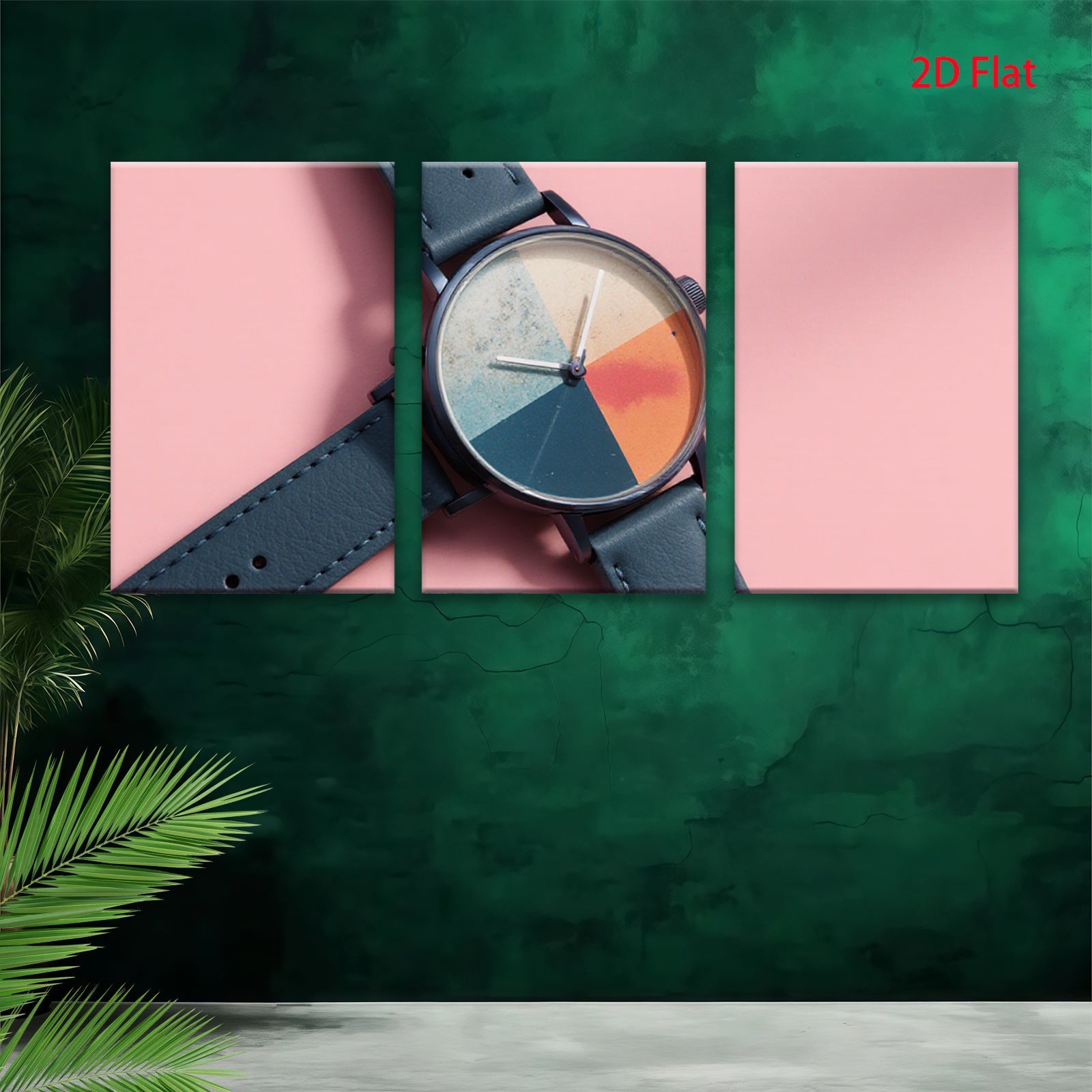 2D flat 1pc Modern Minimalist Watch Teal Leather Band Timepiece Living Room Wall Decor Farmhouse Style Bedroom Art Gallery Wrapped Canvas Print
