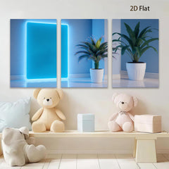2D flat 1pc Modern Neon Glow Wall Art Botanical Living Room Bedroom Home Decor Gallery Wrapped Canvas Prints for Wall D��cor Stylish Artwork