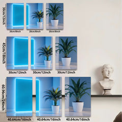 2D flat 1pc Modern Neon Glow Wall Art Botanical Living Room Bedroom Home Decor Gallery Wrapped Canvas Prints for Wall D��cor Stylish Artwork