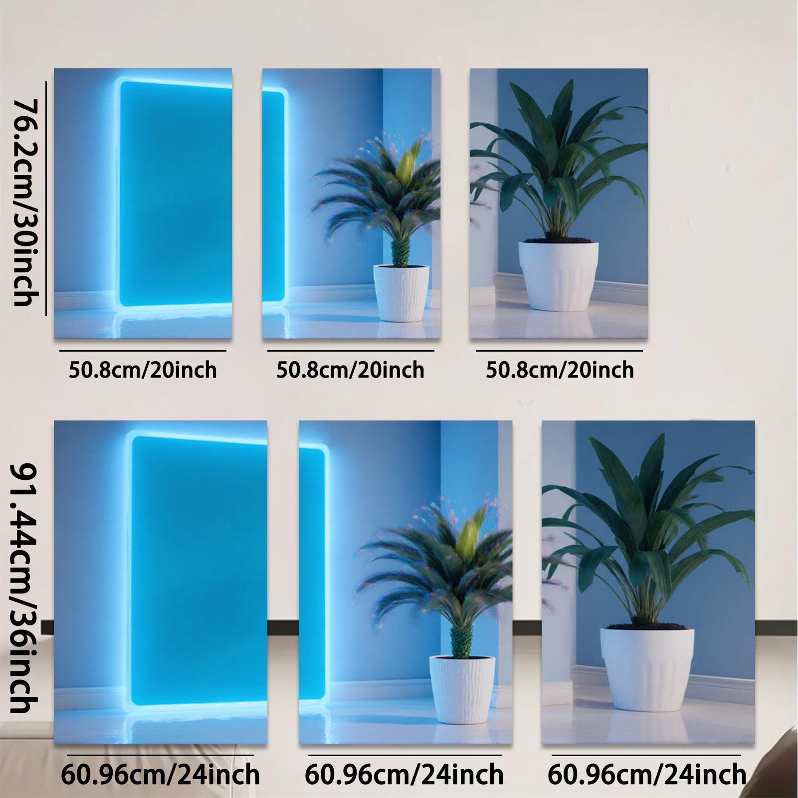 2D flat 1pc Modern Neon Glow Wall Art Botanical Living Room Bedroom Home Decor Gallery Wrapped Canvas Prints for Wall D��cor Stylish Artwork