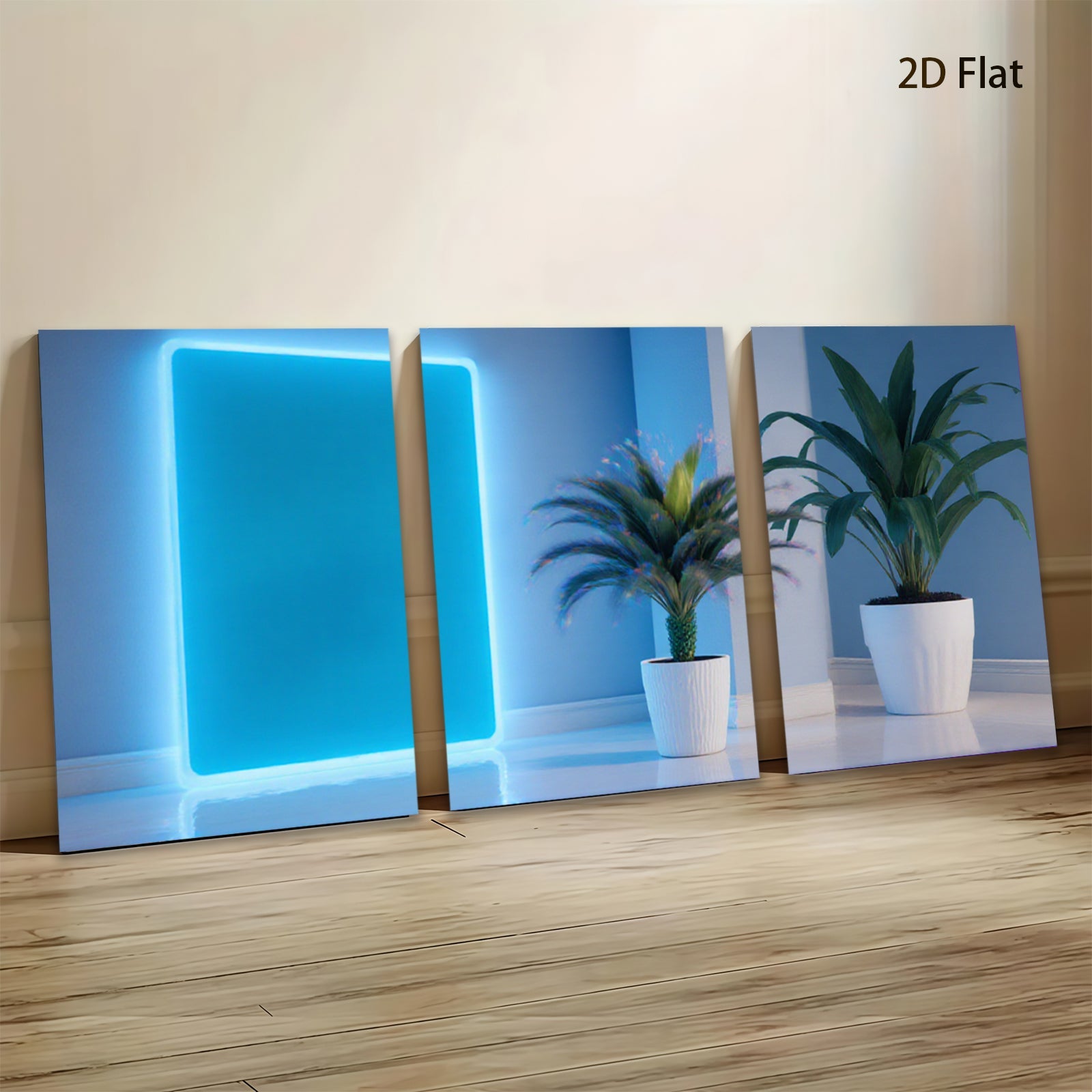 2D flat 1pc Modern Neon Glow Wall Art Botanical Living Room Bedroom Home Decor Gallery Wrapped Canvas Prints for Wall D��cor Stylish Artwork