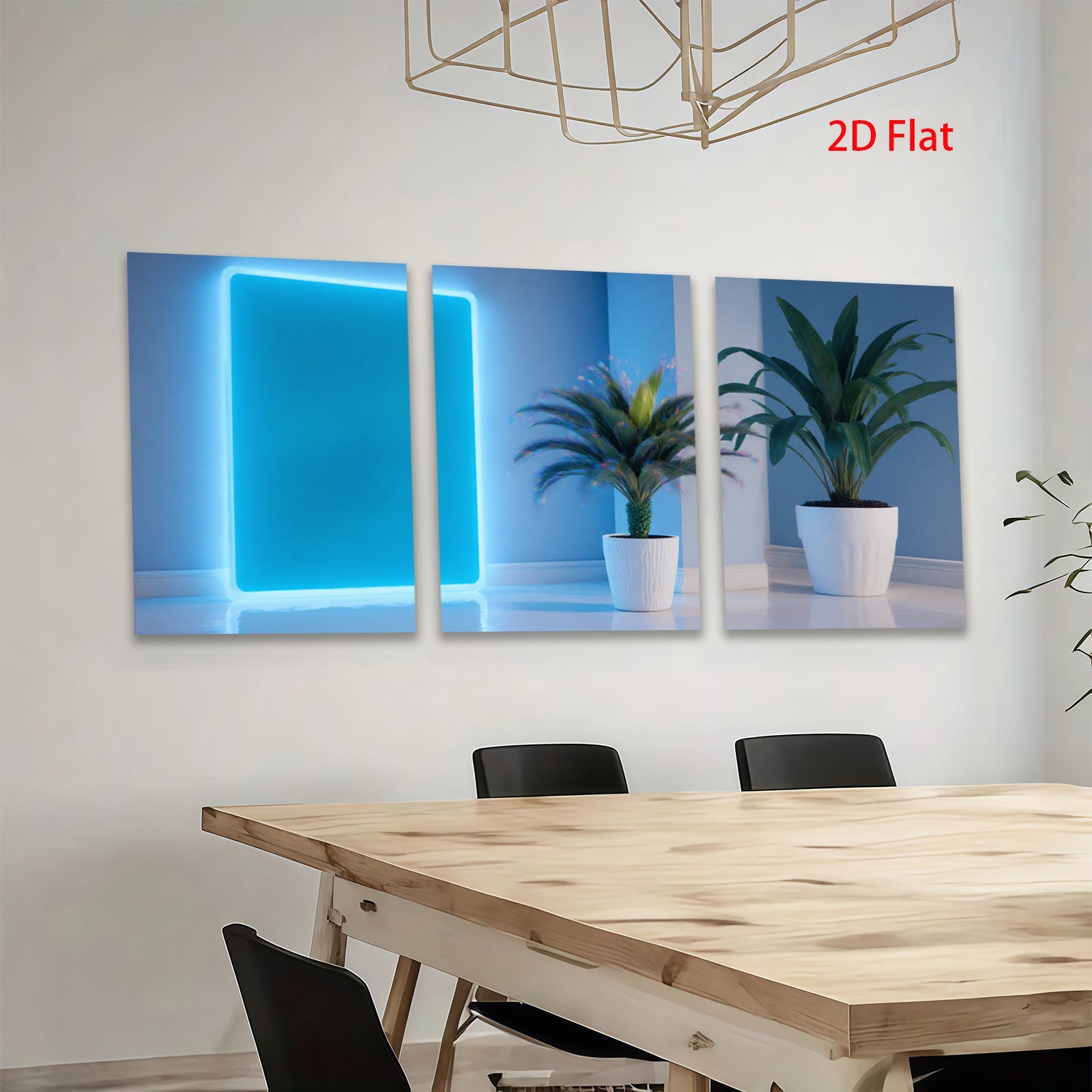 2D flat 1pc Modern Neon Glow Wall Art Botanical Living Room Bedroom Home Decor Gallery Wrapped Canvas Prints for Wall D��cor Stylish Artwork