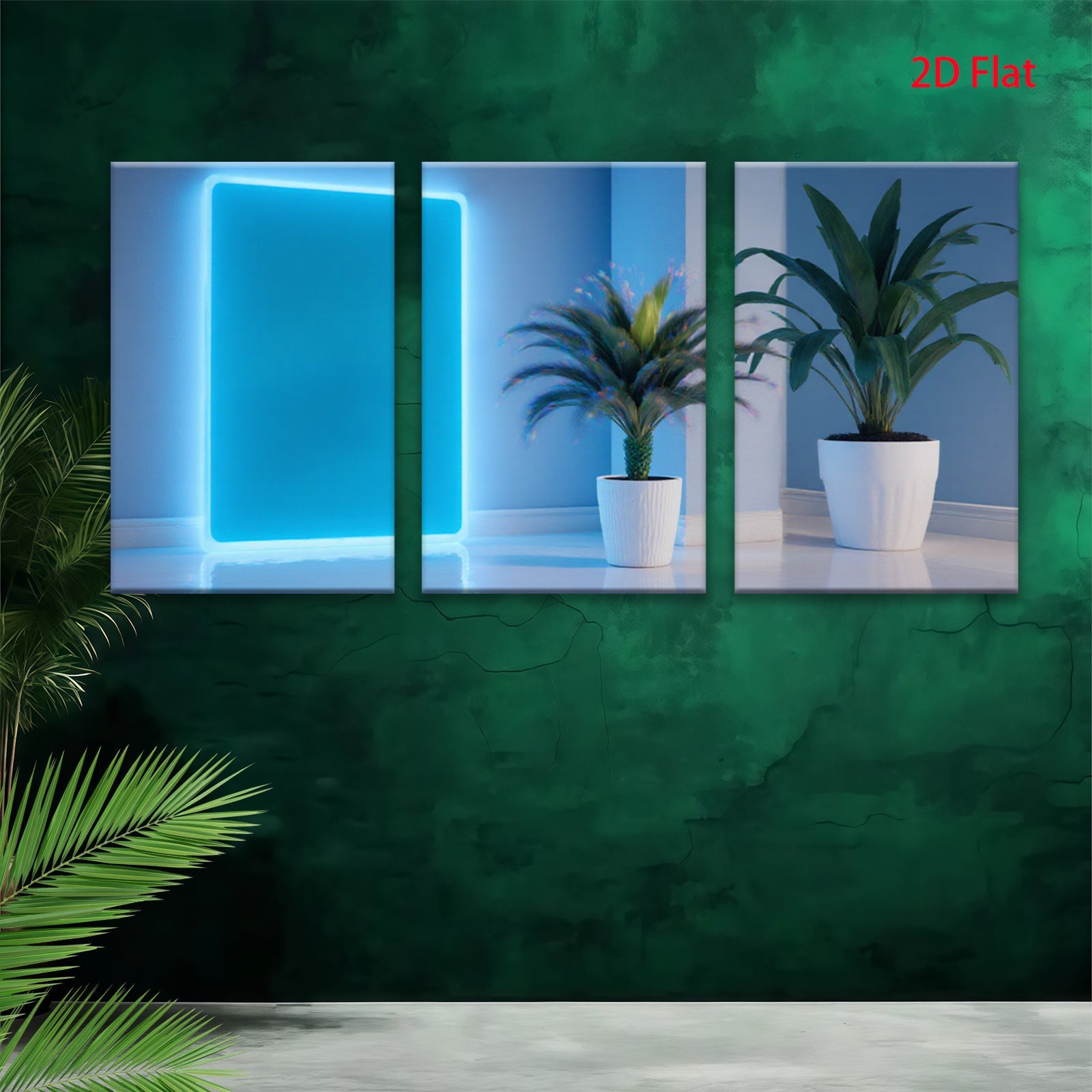 2D flat 1pc Modern Neon Glow Wall Art Botanical Living Room Bedroom Home Decor Gallery Wrapped Canvas Prints for Wall D��cor Stylish Artwork
