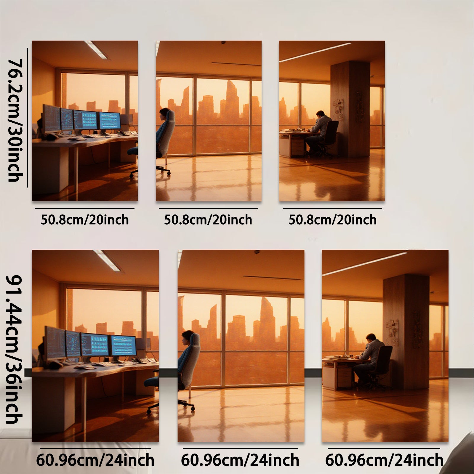 2D flat 1pc Modern Office Skyline City View Wall Art Canvas Prints for Living Room Bedroom Home Decor Gallery Wrapped Teal Navy Gold