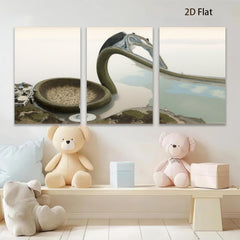 2D flat 1pc Modern Waterfall Sculpture Coastal Zen Garden Wall Art Living Room Bedroom Decor Farmhouse Style Canvas Prints Ready To Hang