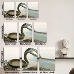 2D flat 1pc Modern Waterfall Sculpture Coastal Zen Garden Wall Art Living Room Bedroom Decor Farmhouse Style Canvas Prints Ready To Hang