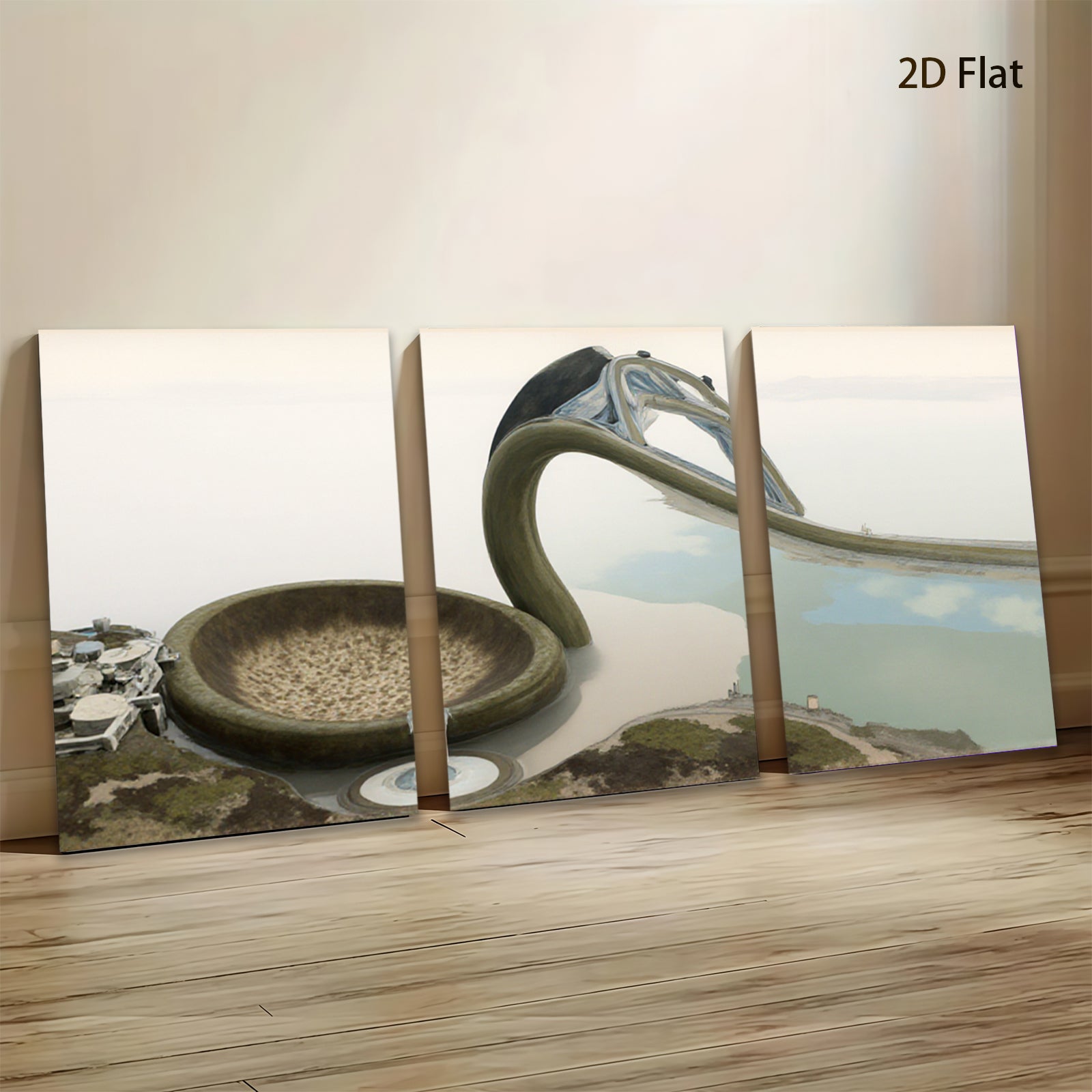 2D flat 1pc Modern Waterfall Sculpture Coastal Zen Garden Wall Art Living Room Bedroom Decor Farmhouse Style Canvas Prints Ready To Hang