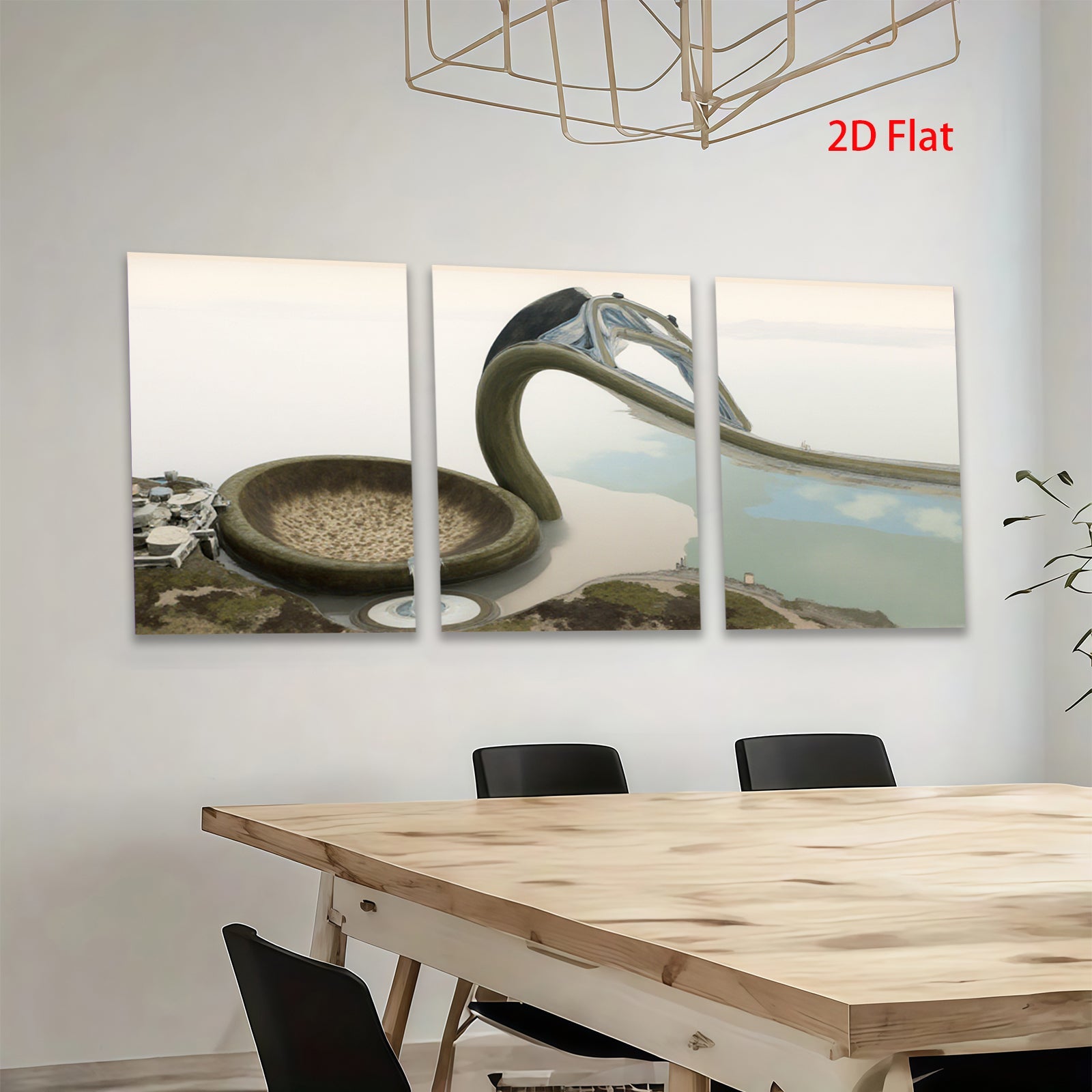 2D flat 1pc Modern Waterfall Sculpture Coastal Zen Garden Wall Art Living Room Bedroom Decor Farmhouse Style Canvas Prints Ready To Hang