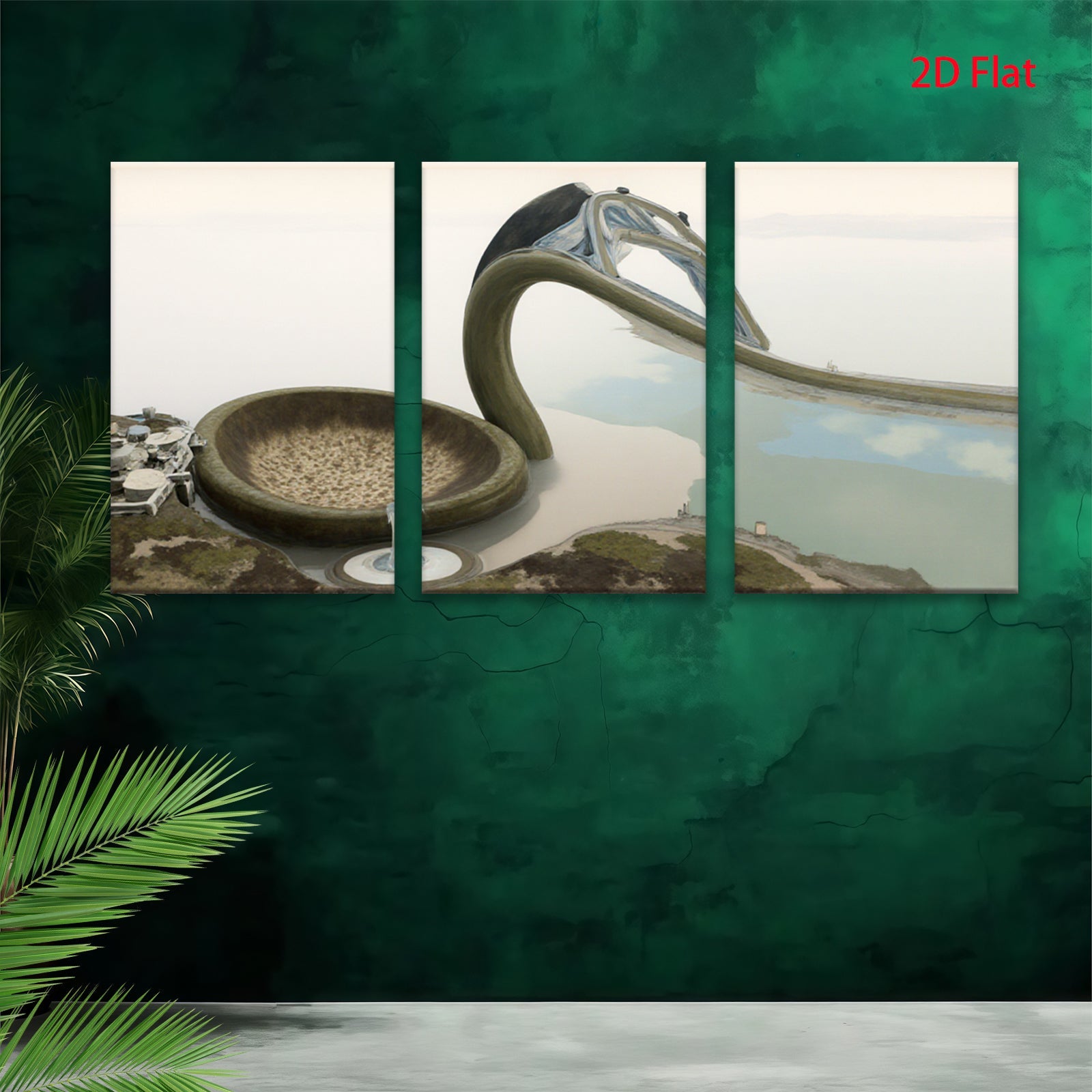2D flat 1pc Modern Waterfall Sculpture Coastal Zen Garden Wall Art Living Room Bedroom Decor Farmhouse Style Canvas Prints Ready To Hang