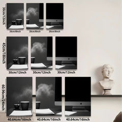 2D flat 1pc Modern Workspace Coffee Study Home Office Decor Canvas Wall Art Prints for Living Room Bedroom Minimalist Aesthetic
