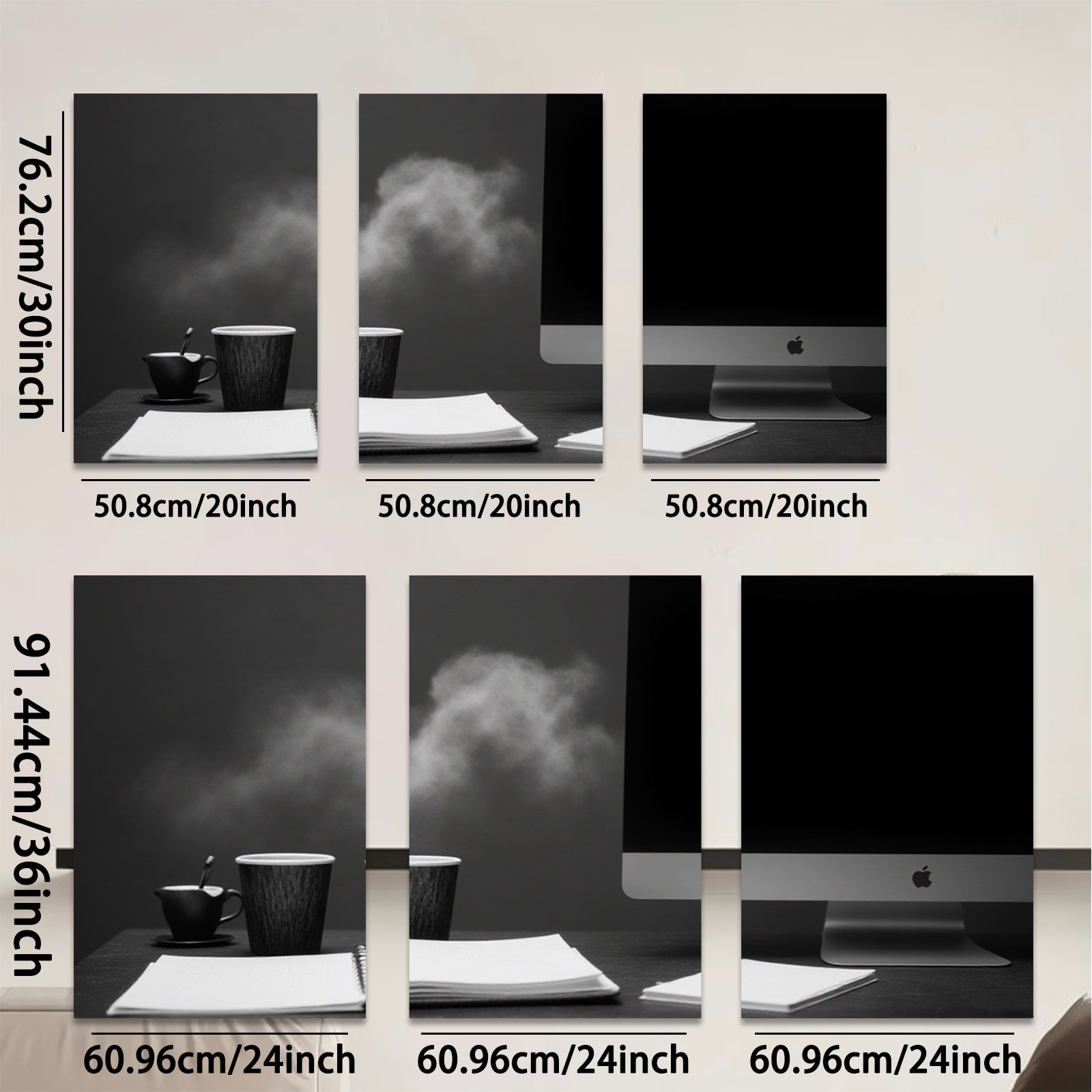 2D flat 1pc Modern Workspace Coffee Study Home Office Decor Canvas Wall Art Prints for Living Room Bedroom Minimalist Aesthetic