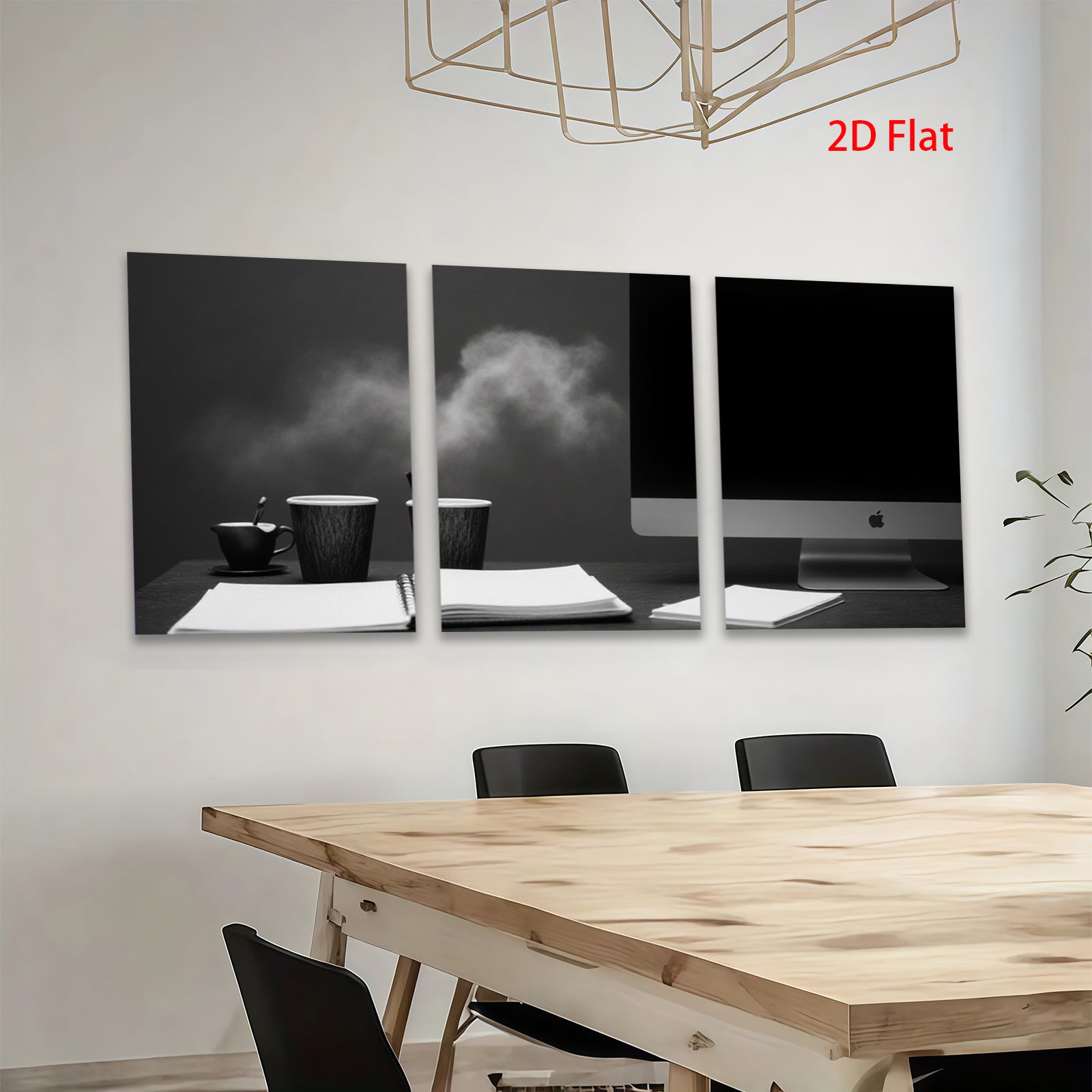 2D flat 1pc Modern Workspace Coffee Study Home Office Decor Canvas Wall Art Prints for Living Room Bedroom Minimalist Aesthetic