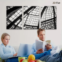 2D flat 1pc Modern abstract geometric steel frame skylight wall art decor living room bedroom farmhouse style canvas prints large size statement piece