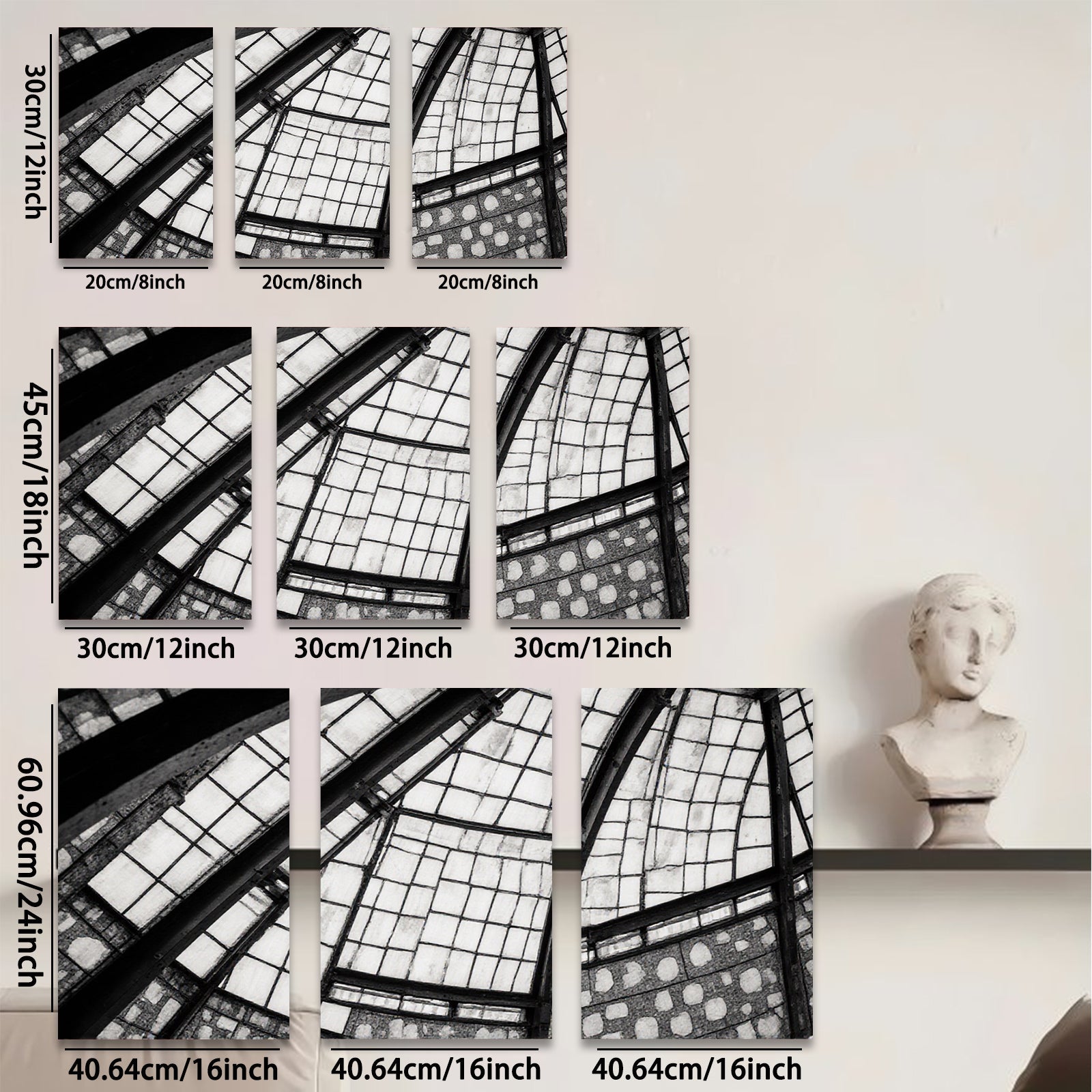 2D flat 1pc Modern abstract geometric steel frame skylight wall art decor living room bedroom farmhouse style canvas prints large size statement piece