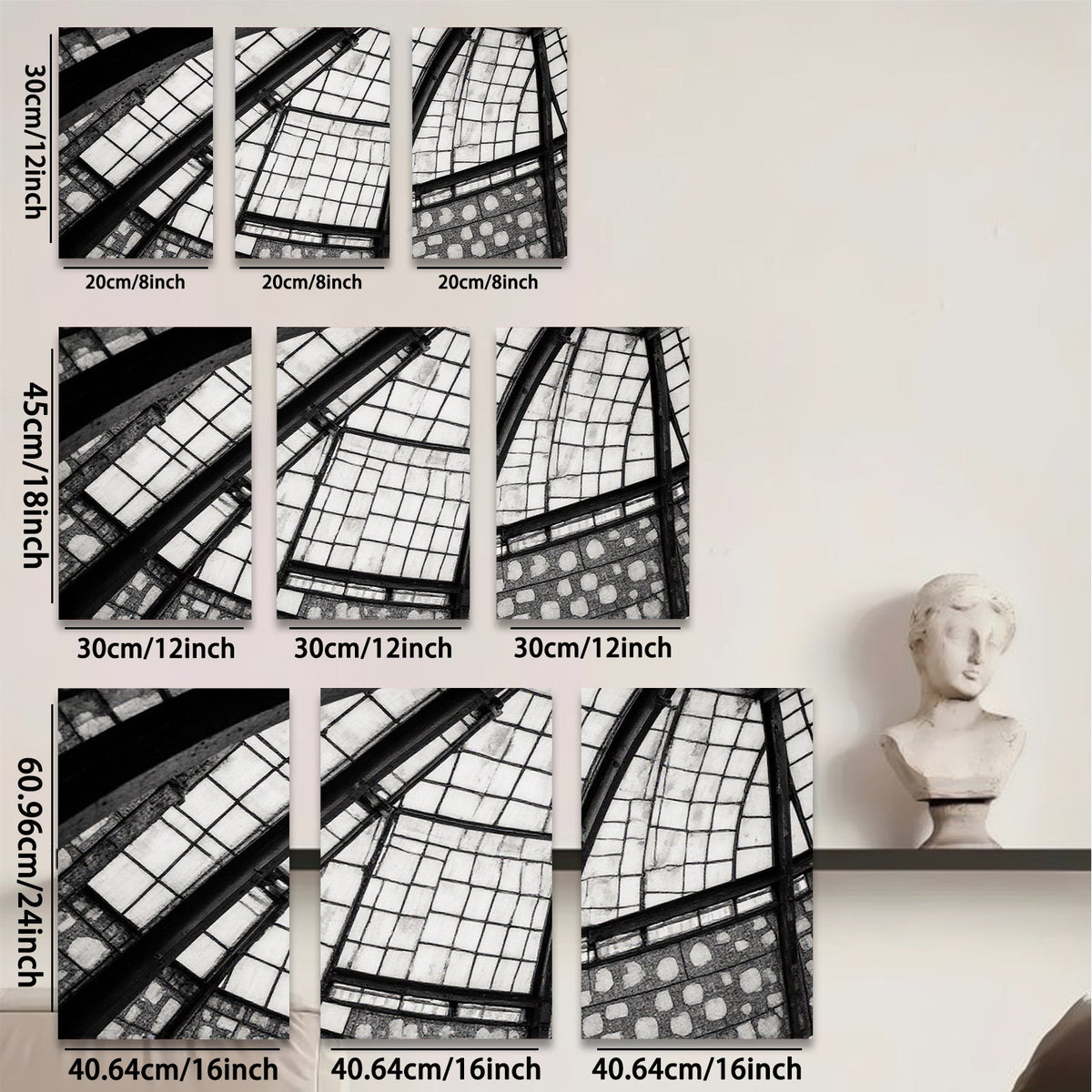 2D flat 1pc Modern abstract geometric steel frame skylight wall art decor living room bedroom farmhouse style canvas prints large size statement piece