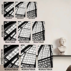 2D flat 1pc Modern abstract geometric steel frame skylight wall art decor living room bedroom farmhouse style canvas prints large size statement piece