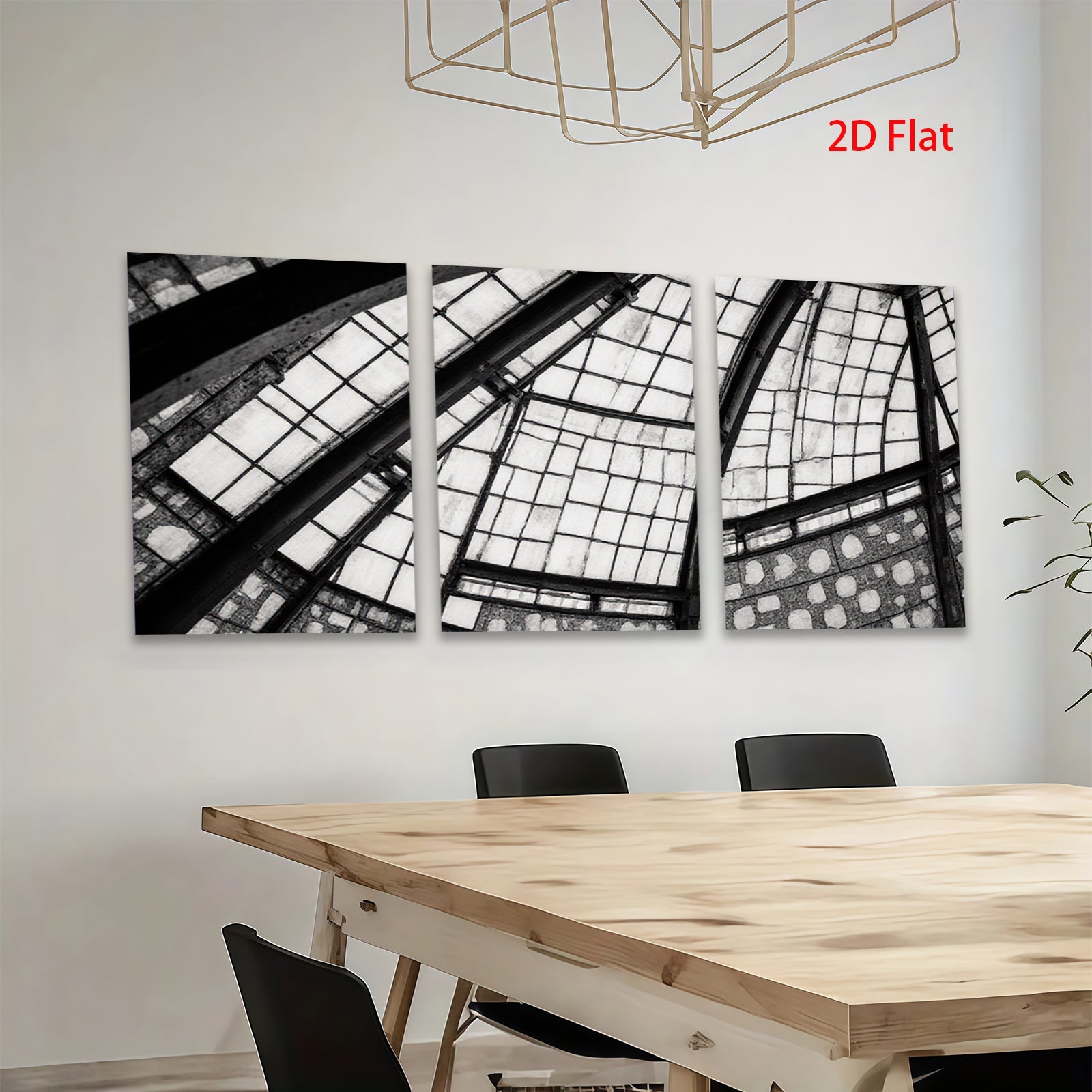 2D flat 1pc Modern abstract geometric steel frame skylight wall art decor living room bedroom farmhouse style canvas prints large size statement piece