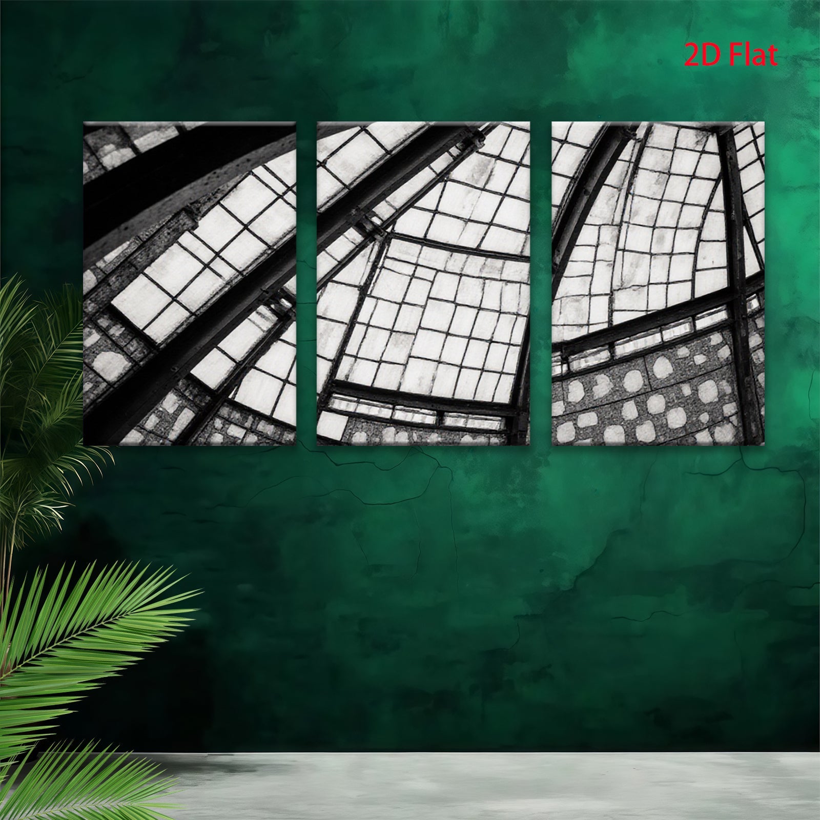 2D flat 1pc Modern abstract geometric steel frame skylight wall art decor living room bedroom farmhouse style canvas prints large size statement piece