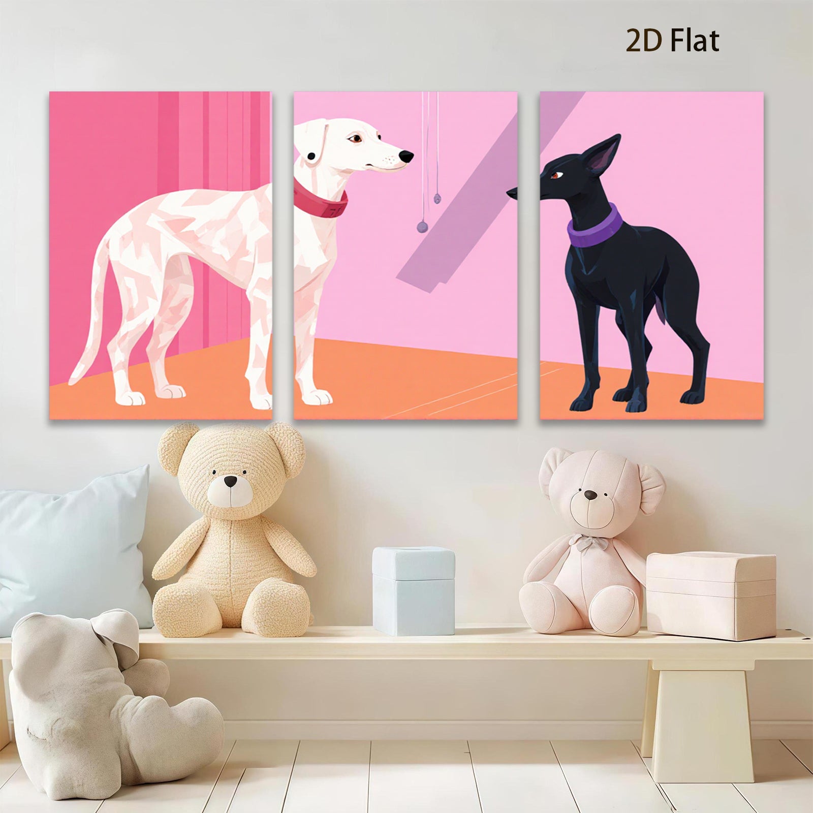 2D flat 1pc Modern minimalist dog portrait vibrant gallery wall art living room bedroom decor farmhouse style canvas prints