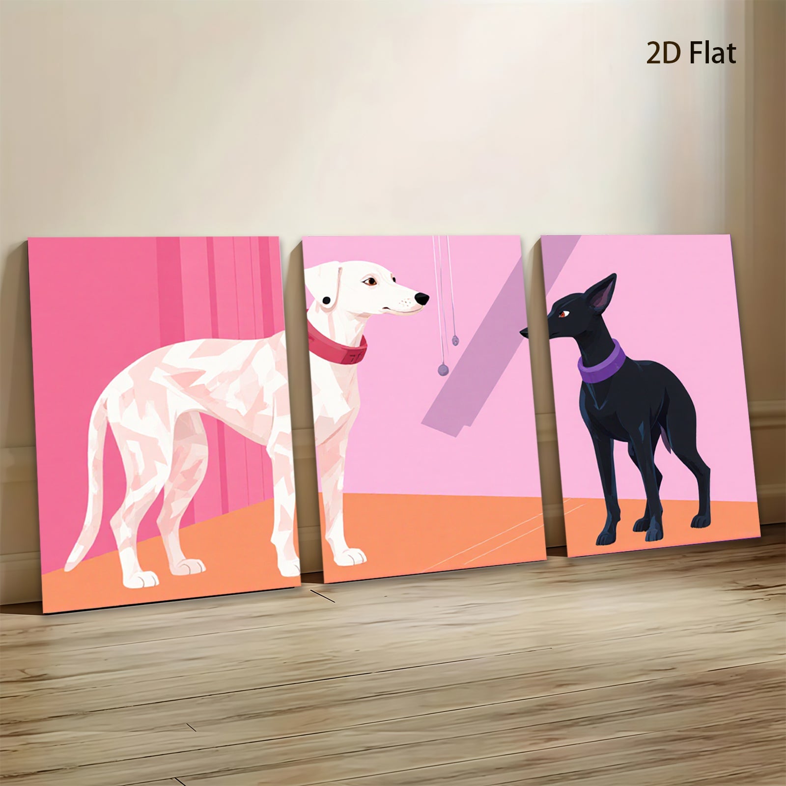 2D flat 1pc Modern minimalist dog portrait vibrant gallery wall art living room bedroom decor farmhouse style canvas prints
