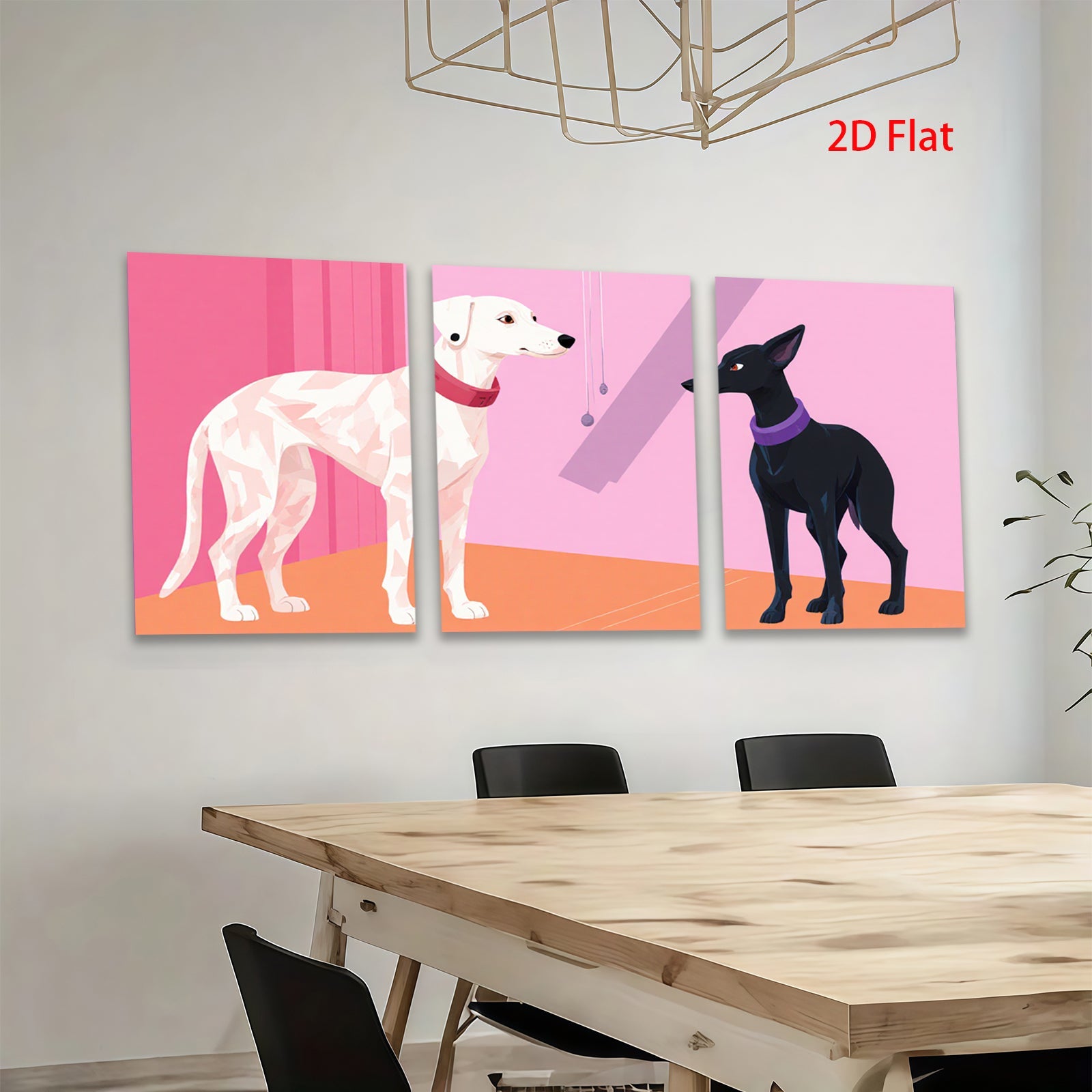 2D flat 1pc Modern minimalist dog portrait vibrant gallery wall art living room bedroom decor farmhouse style canvas prints