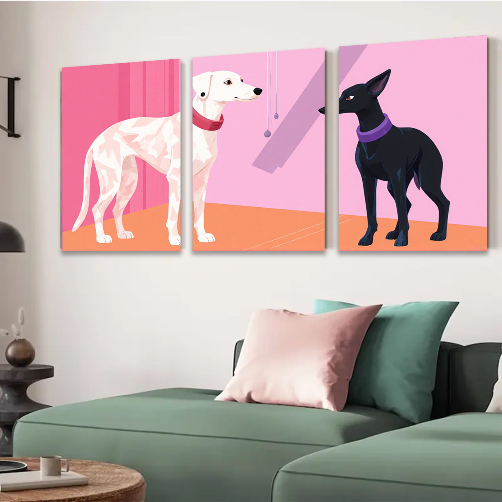 2D flat 1pc Modern minimalist dog portrait vibrant gallery wall art living room bedroom decor farmhouse style canvas prints