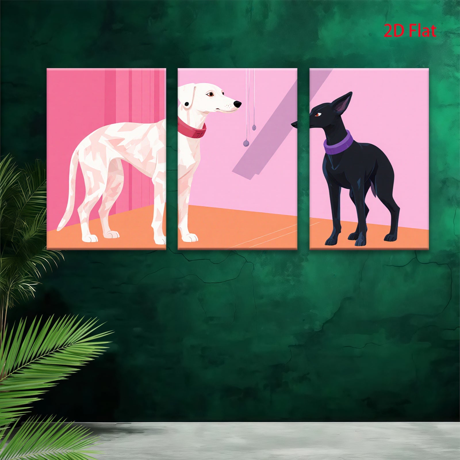 2D flat 1pc Modern minimalist dog portrait vibrant gallery wall art living room bedroom decor farmhouse style canvas prints