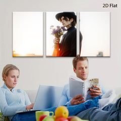 2D flat 1pc Moody man with flowers portrait wall art modern farmhouse living room decor bedroom aesthetic gallery wrapped canvas prints for home