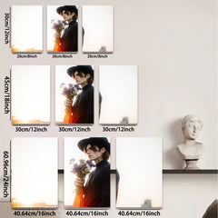 2D flat 1pc Moody man with flowers portrait wall art modern farmhouse living room decor bedroom aesthetic gallery wrapped canvas prints for home