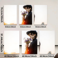 2D flat 1pc Moody man with flowers portrait wall art modern farmhouse living room decor bedroom aesthetic gallery wrapped canvas prints for home