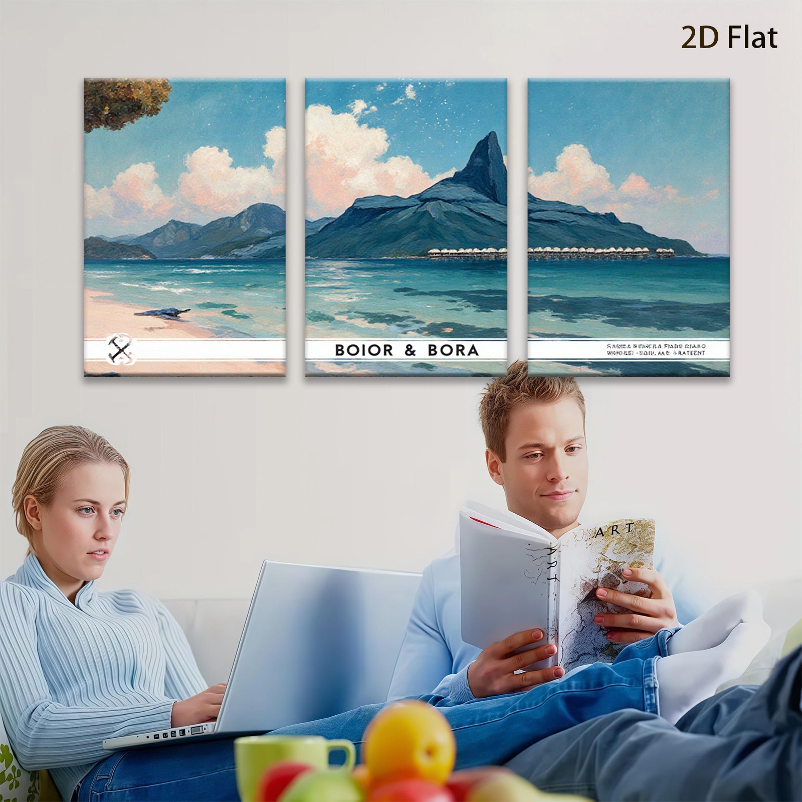2D flat 1pc Moorea tropical island scenic wall art canvas prints for living room bedroom office decor farmhouse style modern minimalist gallery wrapped