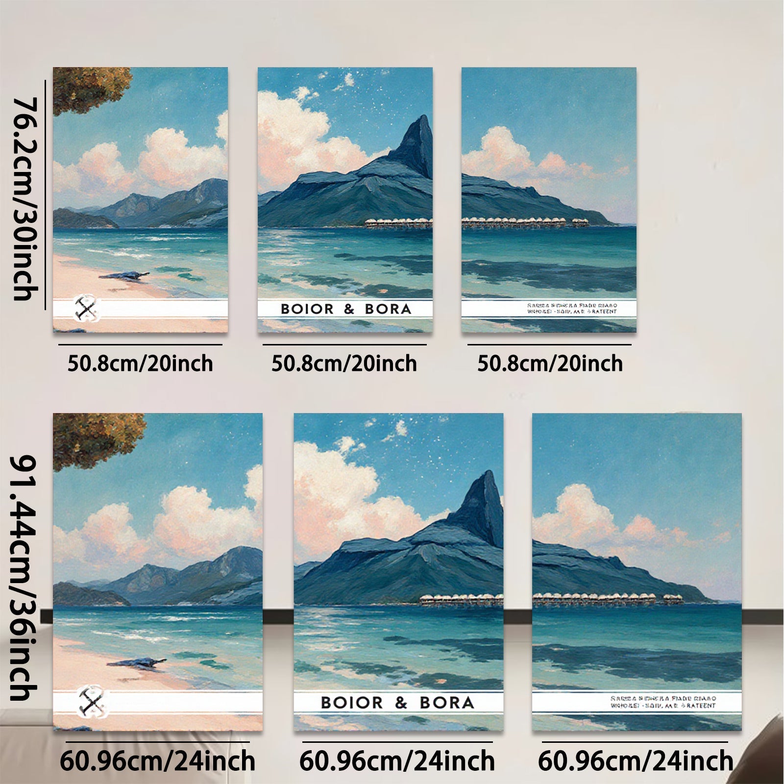 2D flat 1pc Moorea tropical island scenic wall art canvas prints for living room bedroom office decor farmhouse style modern minimalist gallery wrapped