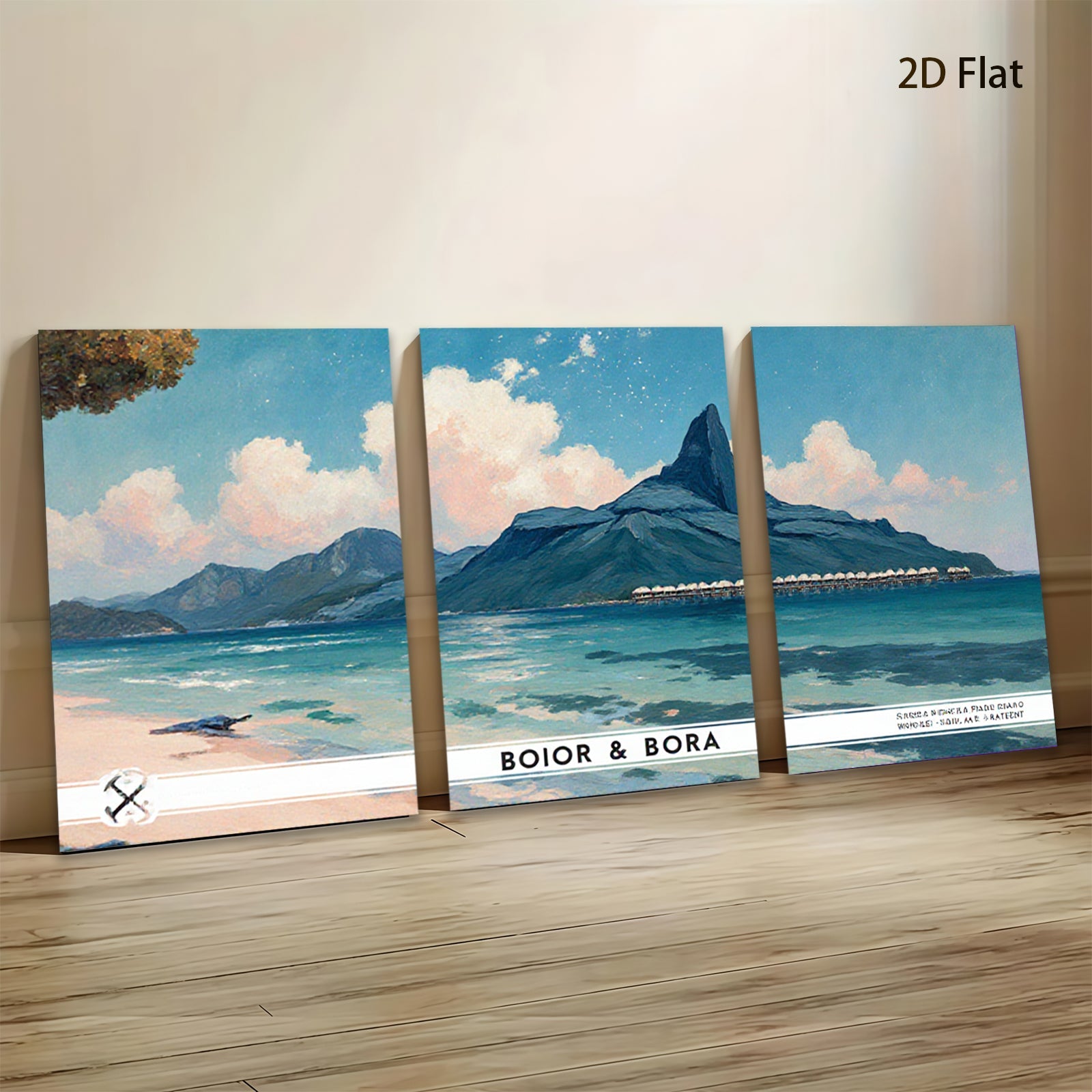2D flat 1pc Moorea tropical island scenic wall art canvas prints for living room bedroom office decor farmhouse style modern minimalist gallery wrapped
