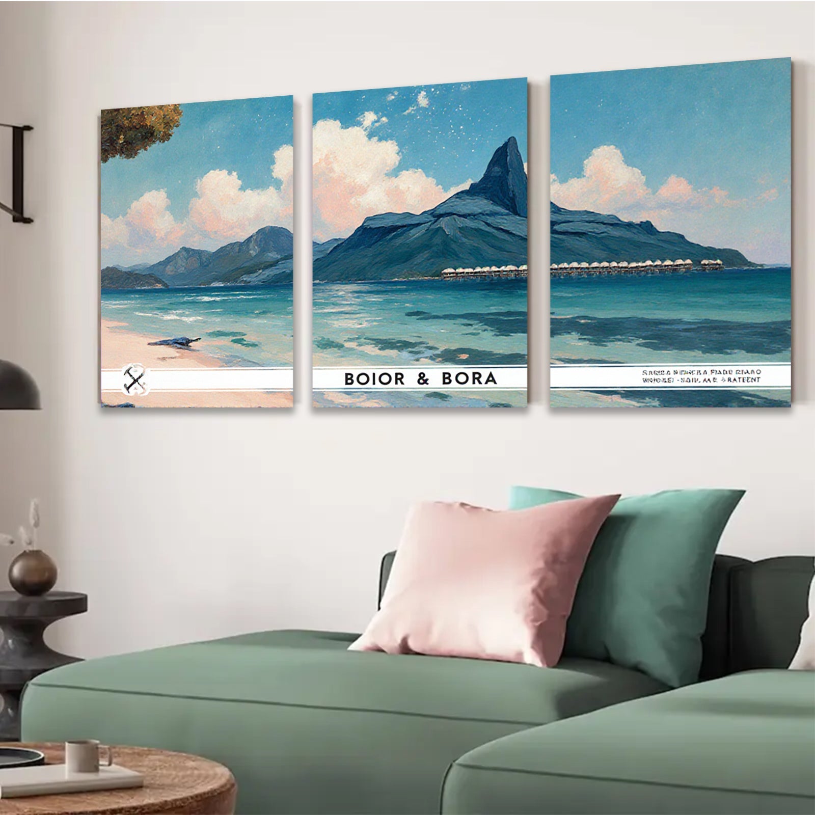 2D flat 1pc Moorea tropical island scenic wall art canvas prints for living room bedroom office decor farmhouse style modern minimalist gallery wrapped