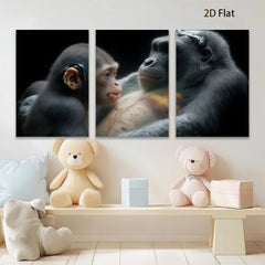 2D flat 1pc Motherly Gorilla Love Portrait Wall Art Living Room Bedroom Decor Canvas Prints Farmhouse Style Modern Animal Painting Gallery Wrapped Teal Gold Accent