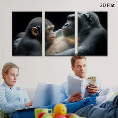 2D flat 1pc Motherly Gorilla Love Portrait Wall Art Living Room Bedroom Decor Canvas Prints Farmhouse Style Modern Animal Painting Gallery Wrapped Teal Gold Accent