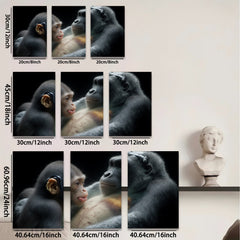 2D flat 1pc Motherly Gorilla Love Portrait Wall Art Living Room Bedroom Decor Canvas Prints Farmhouse Style Modern Animal Painting Gallery Wrapped Teal Gold Accent