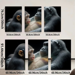 2D flat 1pc Motherly Gorilla Love Portrait Wall Art Living Room Bedroom Decor Canvas Prints Farmhouse Style Modern Animal Painting Gallery Wrapped Teal Gold Accent