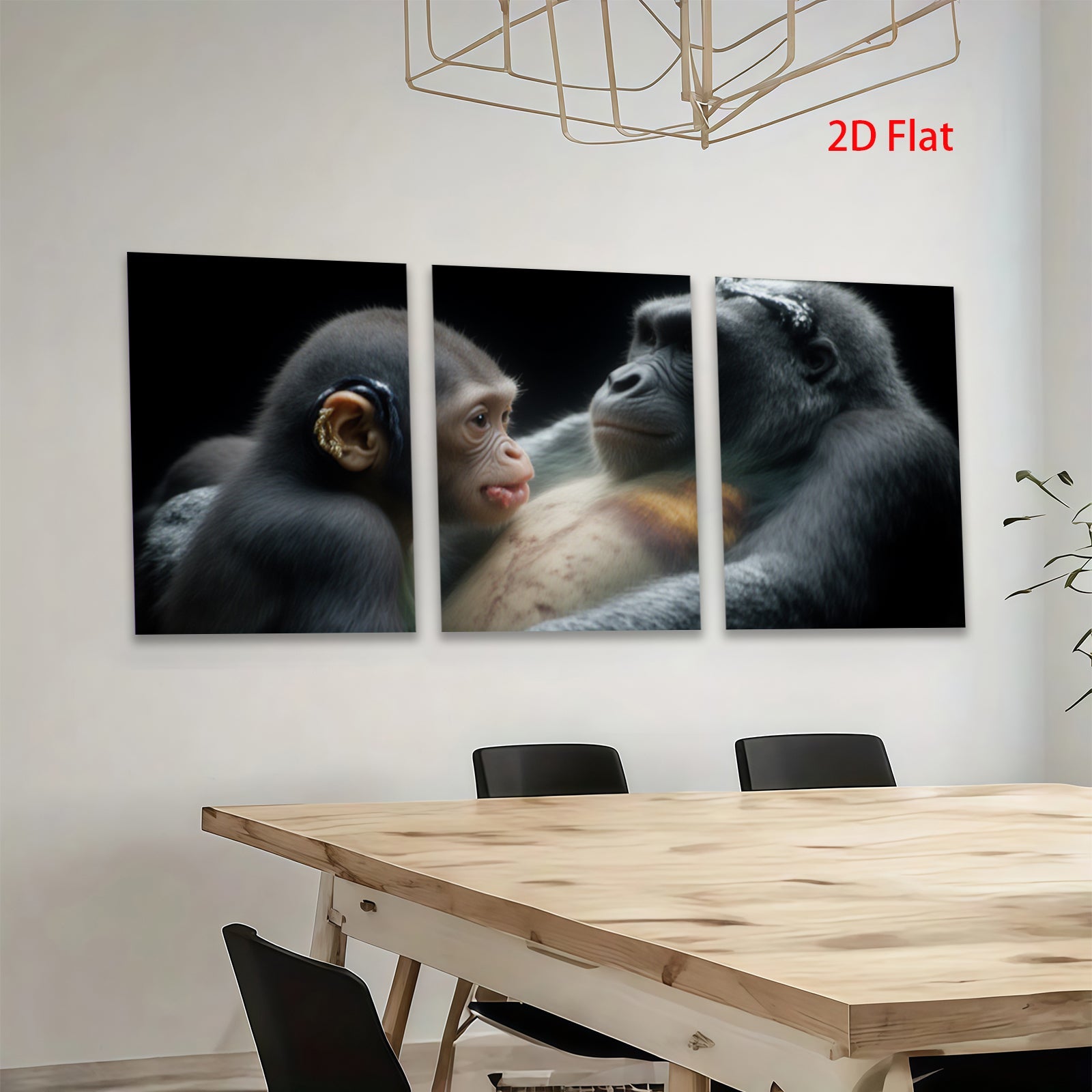 2D flat 1pc Motherly Gorilla Love Portrait Wall Art Living Room Bedroom Decor Canvas Prints Farmhouse Style Modern Animal Painting Gallery Wrapped Teal Gold Accent