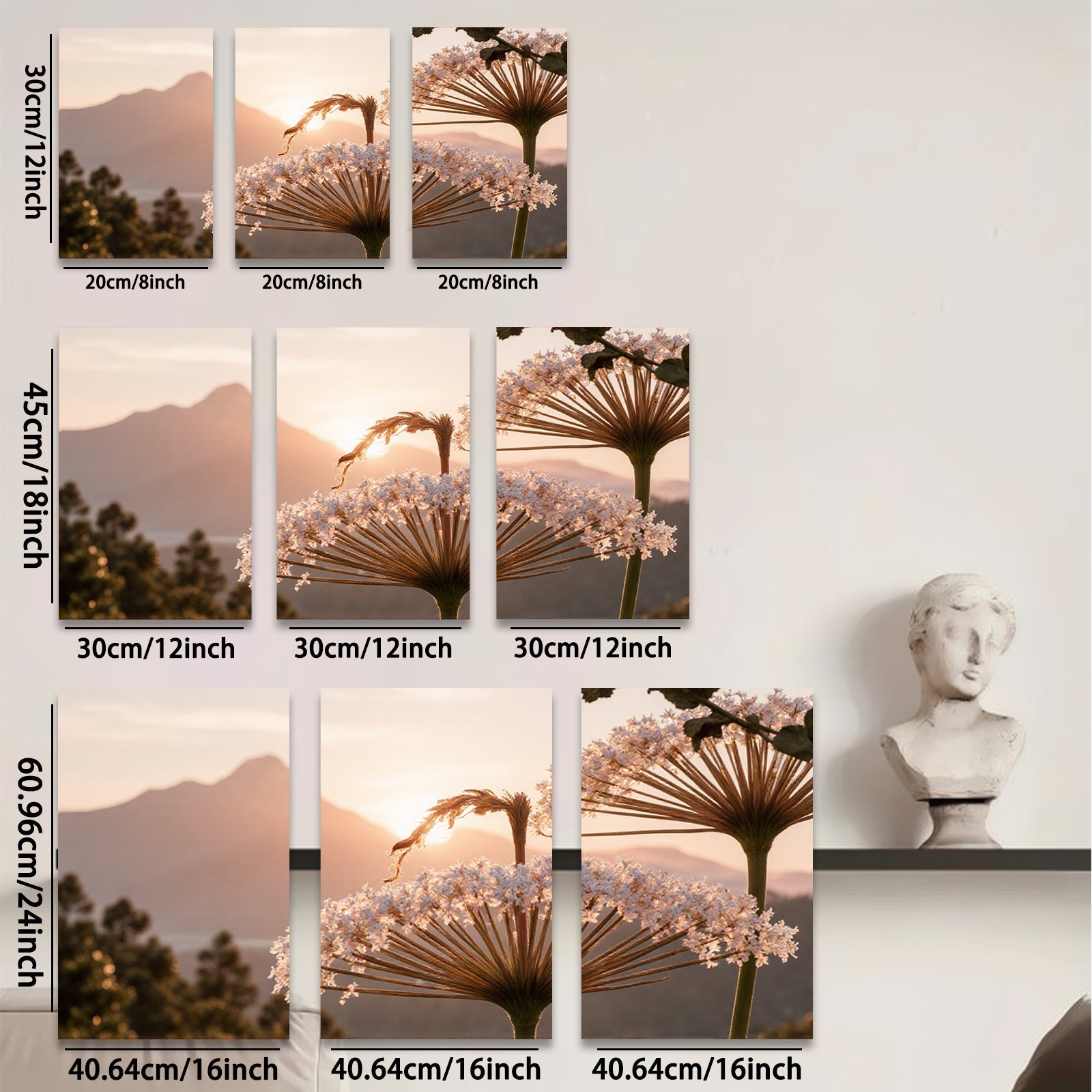 2D flat 1pc Mountain Bloom Floral Landscape Wall Art Canvas Prints for Living Room Bedroom Home Decor Modern Farmhouse Style Aesthetic Room Refresh