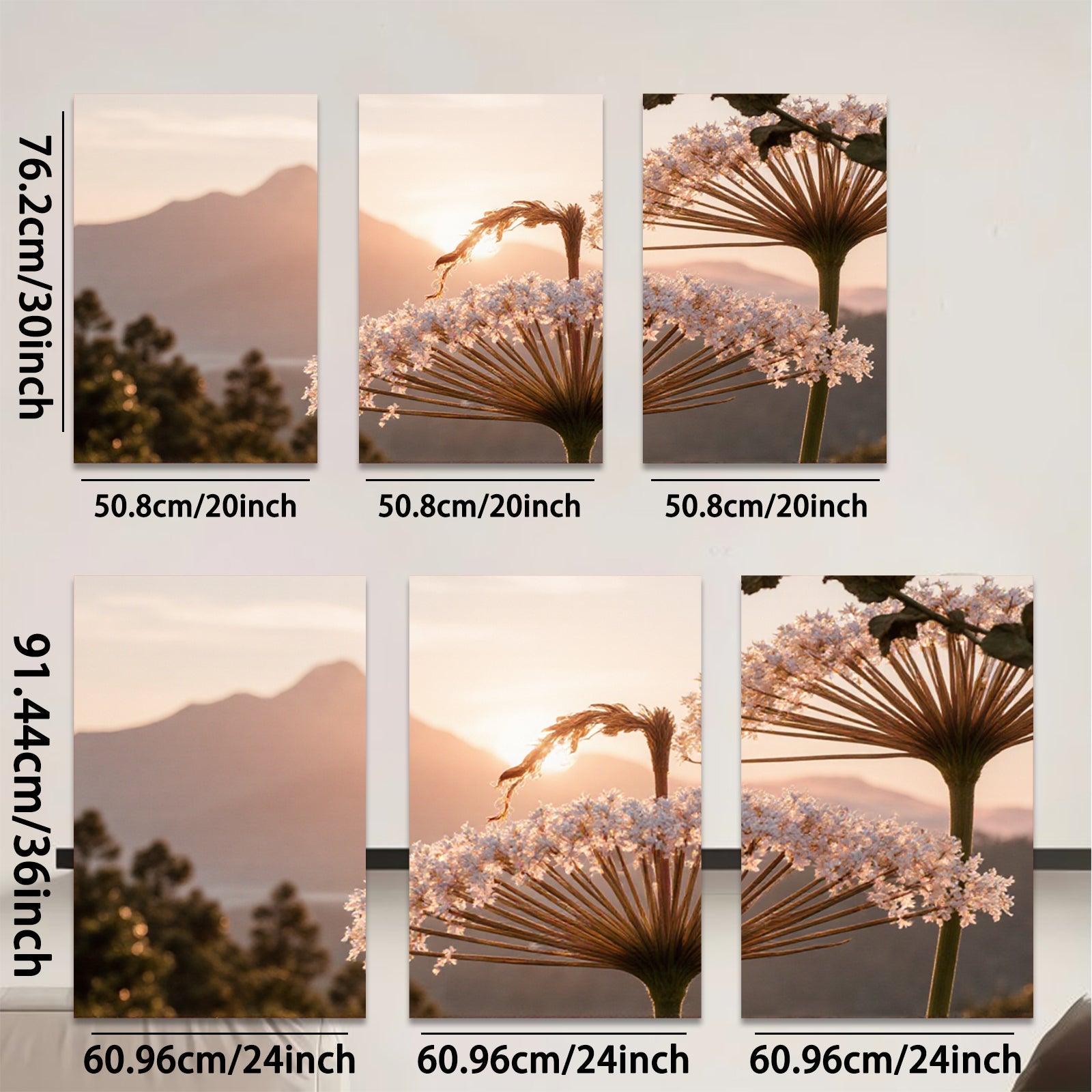 2D flat 1pc Mountain Bloom Floral Landscape Wall Art Canvas Prints for Living Room Bedroom Home Decor Modern Farmhouse Style Aesthetic Room Refresh
