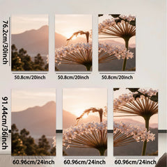 2D flat 1pc Mountain Bloom Floral Landscape Wall Art Canvas Prints for Living Room Bedroom Home Decor Modern Farmhouse Style Aesthetic Room Refresh