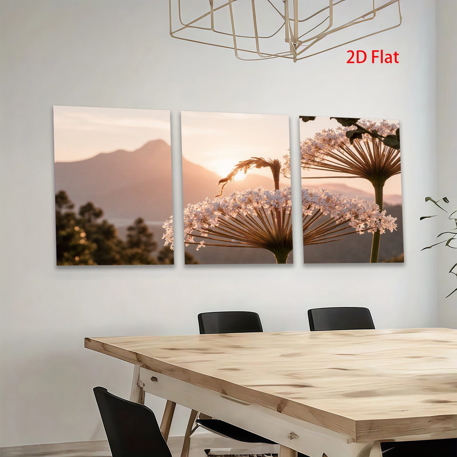 2D flat 1pc Mountain Bloom Floral Landscape Wall Art Canvas Prints for Living Room Bedroom Home Decor Modern Farmhouse Style Aesthetic Room Refresh