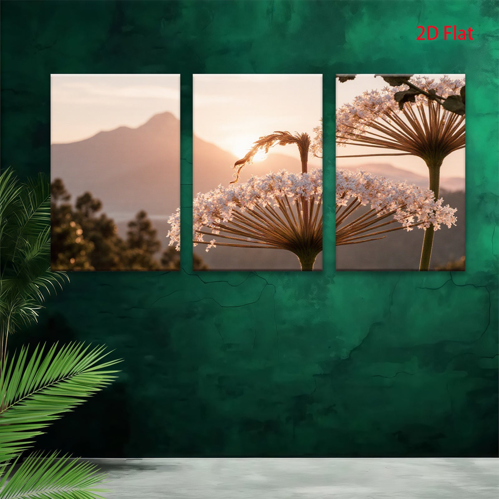 2D flat 1pc Mountain Bloom Floral Landscape Wall Art Canvas Prints for Living Room Bedroom Home Decor Modern Farmhouse Style Aesthetic Room Refresh